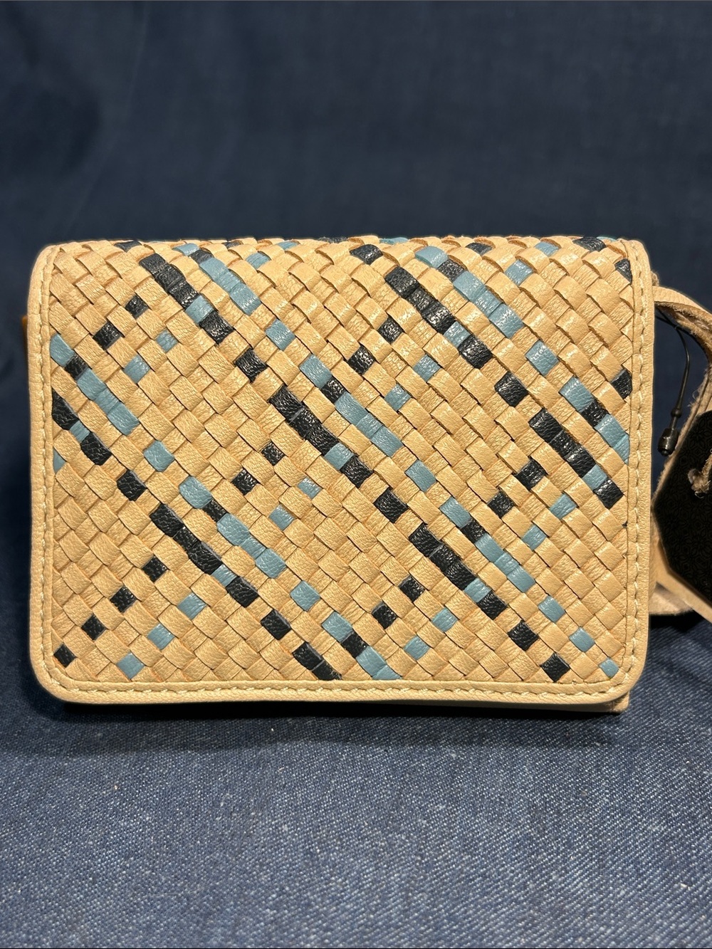 NWT Genuine Leather Bags Vintage look woven wallet